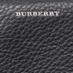 Pre Owned Burberry Black Leather Zip Around Compact Wallet