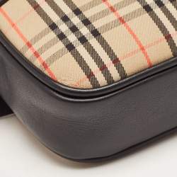 Pre Owned Burberry Beige/Black 1983 Knight Check Canvas and Leather Link Bum Belt Bag