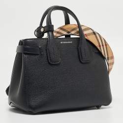 Pre Owned Burberry Black Leather Baby Banner Tote