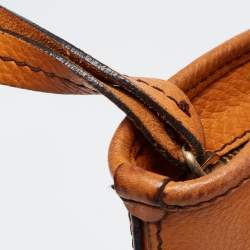 Pre Owned Burberry Brown Leather Top Zip Tote