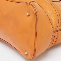 Pre Owned Burberry Brown Leather Top Zip Tote