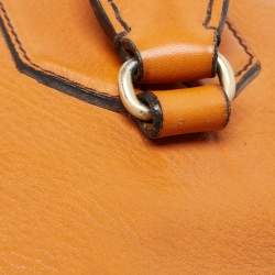 Pre Owned Burberry Brown Leather Top Zip Tote