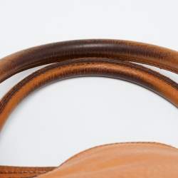 Pre Owned Burberry Brown Leather Top Zip Tote