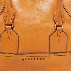 Pre Owned Burberry Brown Leather Top Zip Tote