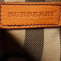 Pre Owned Burberry Brown Leather Top Zip Tote
