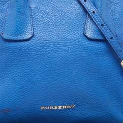 Pre Owned Burberry Blue Pebbled Leather Yorke Satchel