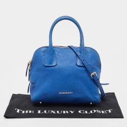Pre Owned Burberry Blue Pebbled Leather Yorke Satchel