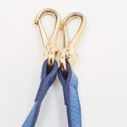 Pre Owned Burberry Blue Pebbled Leather Yorke Satchel