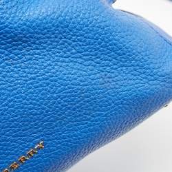 Pre Owned Burberry Blue Pebbled Leather Yorke Satchel