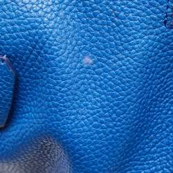 Pre Owned Burberry Blue Pebbled Leather Yorke Satchel