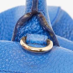 Pre Owned Burberry Blue Pebbled Leather Yorke Satchel