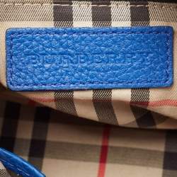 Pre Owned Burberry Blue Pebbled Leather Yorke Satchel