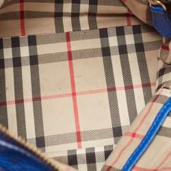 Pre Owned Burberry Blue Pebbled Leather Yorke Satchel