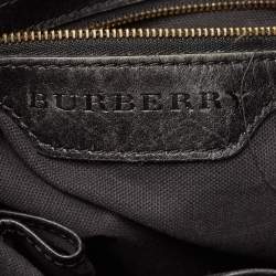 Pre Owned حقيبة يد بربري خياطة جلد بريدل جلد وكانفاس كاروهات هاوس بنية