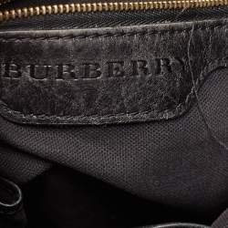 Pre Owned حقيبة يد بربري خياطة جلد بريدل جلد وكانفاس كاروهات هاوس بنية