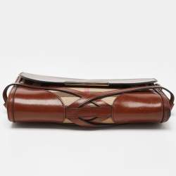 مملوكة مسبقًا Burberry Brown/Beige House Check Canvas and Leather Abbott Shoulder Bag