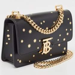 Pre Owned Burberry Black Leather TB Elongated Chain Bag