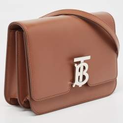 مملوكة مسبقًا Burberry Brown Leather Small TB Shoulder Bag