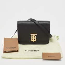 Burberry Black Leather Mini TB Shoulder Bag