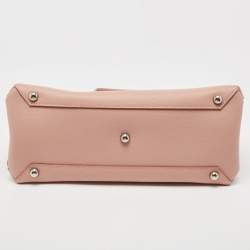 Pre Owned Burberry Pink Leather and House Check Fabric Medium Banner Derby Tote