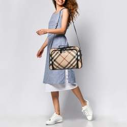 Pre Owned Burberry Black/Beige Supernova Check PVC and Patent Leather Diaper Bag