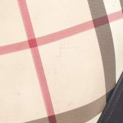 Pre Owned Burberry Beige/Black Nova Check PVC and Patent Leather Brooke Hobo