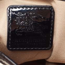 Pre Owned Burberry Beige/Black Nova Check PVC and Patent Leather Brooke Hobo