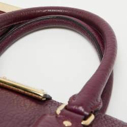 Pre Owned Burberry Purple Leather Orchard Bowler Bag