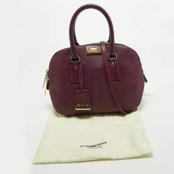 Pre Owned Burberry Purple Leather Orchard Bowler Bag