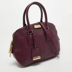 Pre Owned Burberry Purple Leather Orchard Bowler Bag