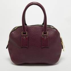Pre Owned Burberry Purple Leather Orchard Bowler Bag