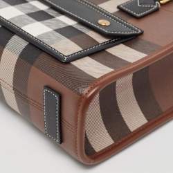 Pre Owned Burberry Brown/Black Canvas Check Small Freya Tote