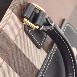 Pre Owned Burberry Brown/Black Canvas Check Small Freya Tote