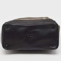 Pre Owned Burberry Brown/Black Smoke Check PVC and Leather Tote