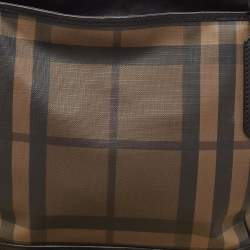 Pre Owned Burberry Brown/Black Smoke Check PVC and Leather Tote