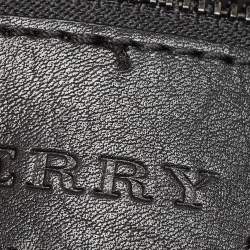 Pre Owned Burberry Brown/Black Smoke Check PVC and Leather Tote