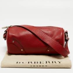 Pre Owned Burberry Red Leather Barrel Bag