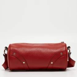Pre Owned Burberry Red Leather Barrel Bag