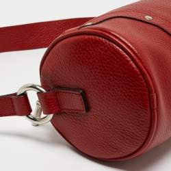 Pre Owned Burberry Red Leather Barrel Bag
