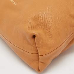 Pre Owned Burberry Tan Leather and House Check Fabric Little Crush Crossbody Bag