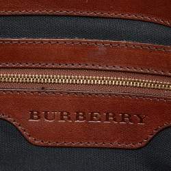 Pre Owned Burberry Brown House Check Fabric and Leather Medium Bridle Lynher Tote