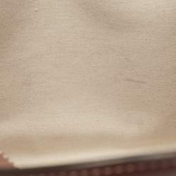 Pre Owned حقيبة بربري كانفاس وجلد أبيض/عنابي بجيب متوسطة