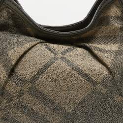 Pre Owned Burberry Grey Nova Check Lurex and Leather Fairby Hobo