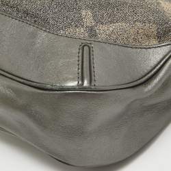 Pre Owned Burberry Grey Nova Check Lurex and Leather Fairby Hobo