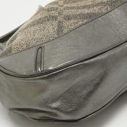 Pre Owned Burberry Grey Nova Check Lurex and Leather Fairby Hobo