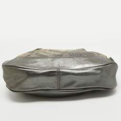 Pre Owned Burberry Grey Nova Check Lurex and Leather Fairby Hobo