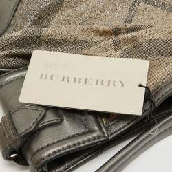 Pre Owned Burberry Grey Nova Check Lurex and Leather Fairby Hobo