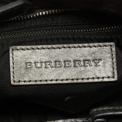 Pre Owned Burberry Grey Nova Check Lurex and Leather Fairby Hobo