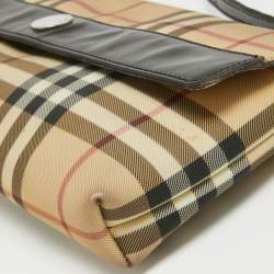 Burberry Cream/Black House Check Coated Canvas and Leather Baguette Bag