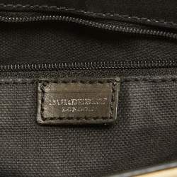 Pre Owned Burberry Cream/Black House Check Coated Canvas and Leather Baguette Bag